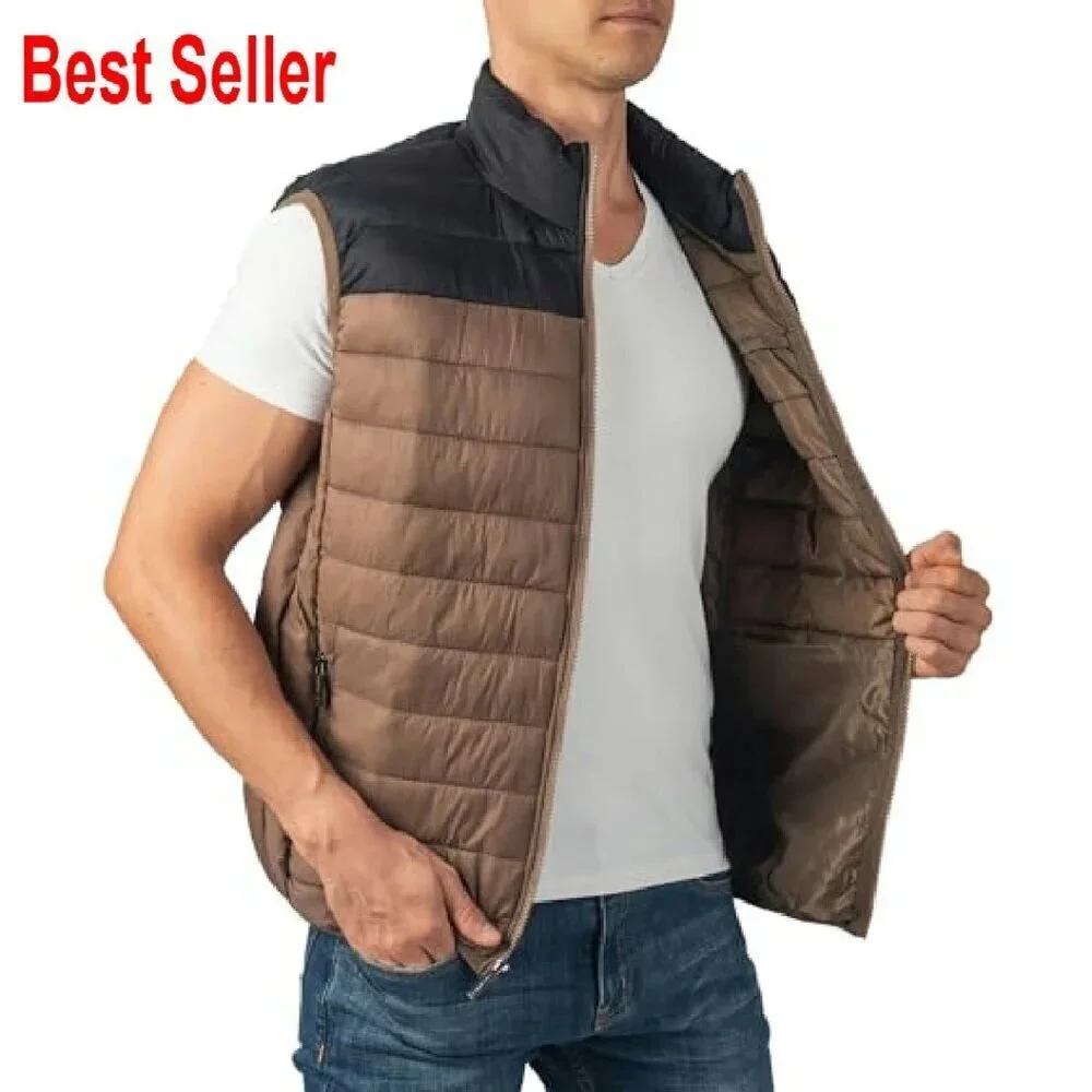 Men's Puffer Vest Down Alternative Water Resistant Packable Versatile Layer